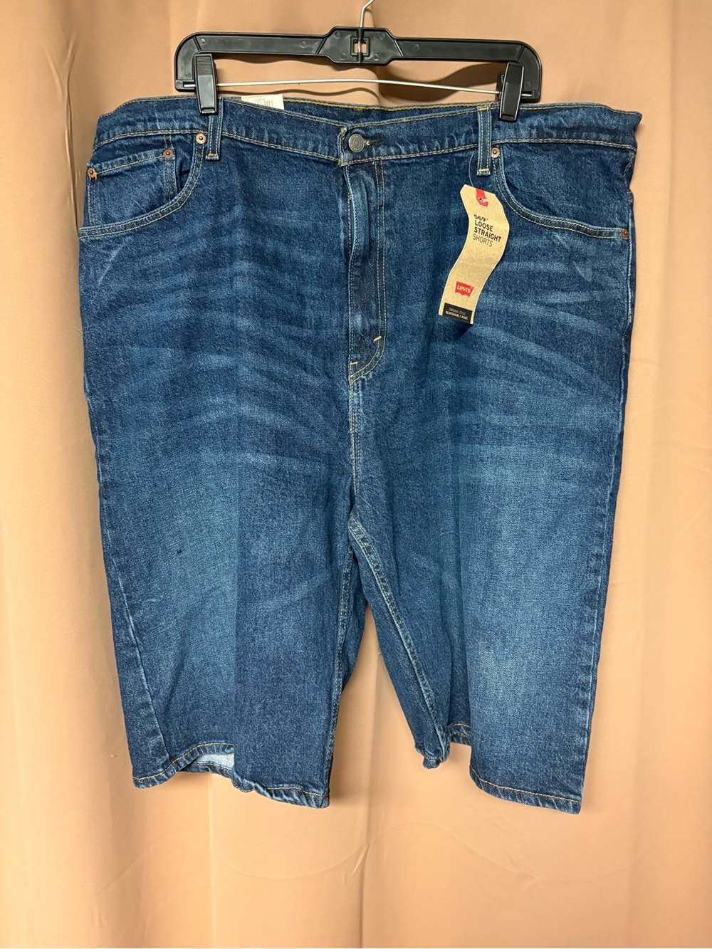 LEVI'S Jean Shorts MEN'S 569 Loose Straight Denim 42 Stretch Blue 11.5" Bermuda